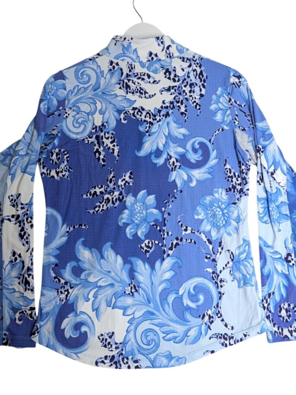 Gottex Venetian Scroll Blue & White 1/4 Zip Tennis, Pickleball, Golf Womens Top - Picture 9 of 10